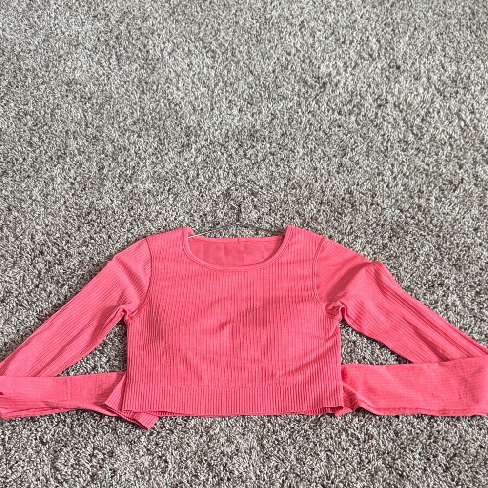 lululemon athletica Coral Ribbed Crop Top